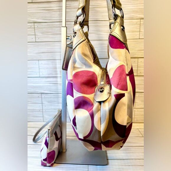 Coach Metallic Silver and Purple Shoulder Bag - Picture 5 of 13